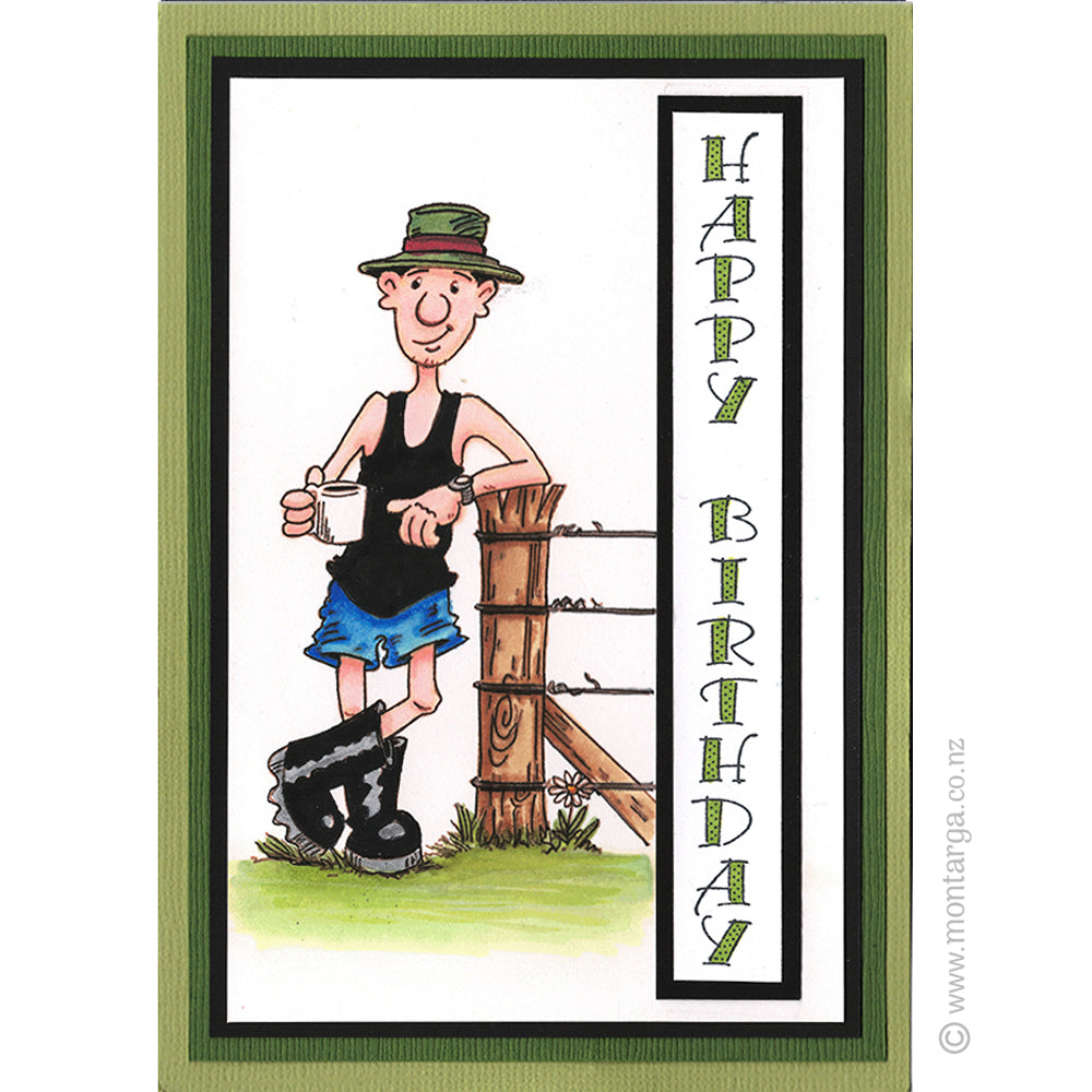 0173 BBB - Vertical Happy Birthday Wording Rubber Stamp