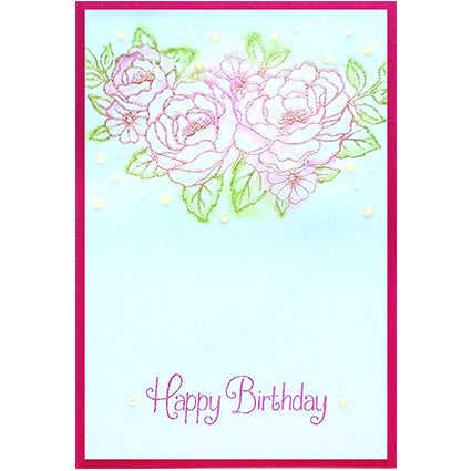 3444 I - Corner Flowers Rubber Stamp