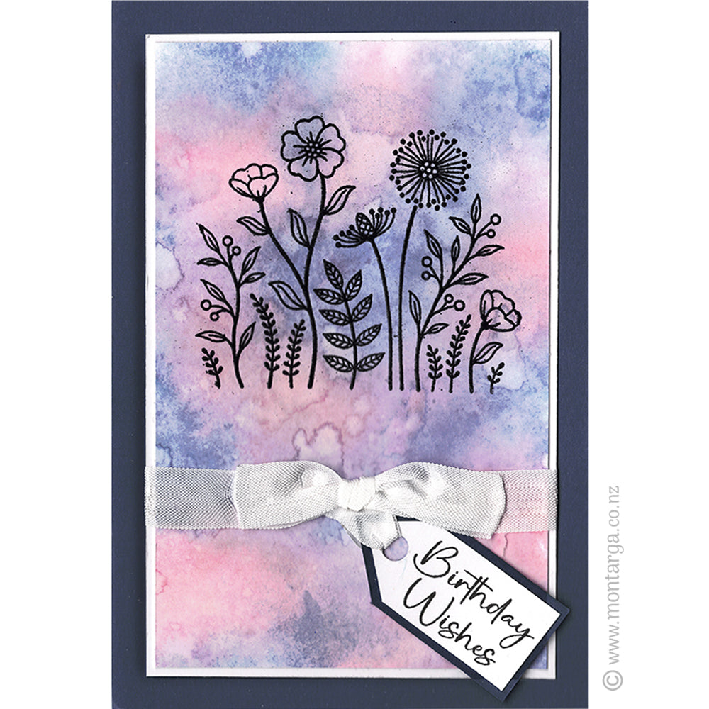 Card Sample - Flower Patch Distress Background