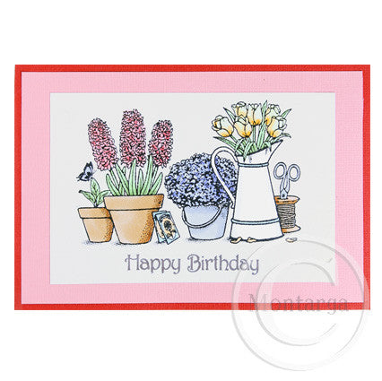 3283 GG - Flower Pots Rubber Stamp