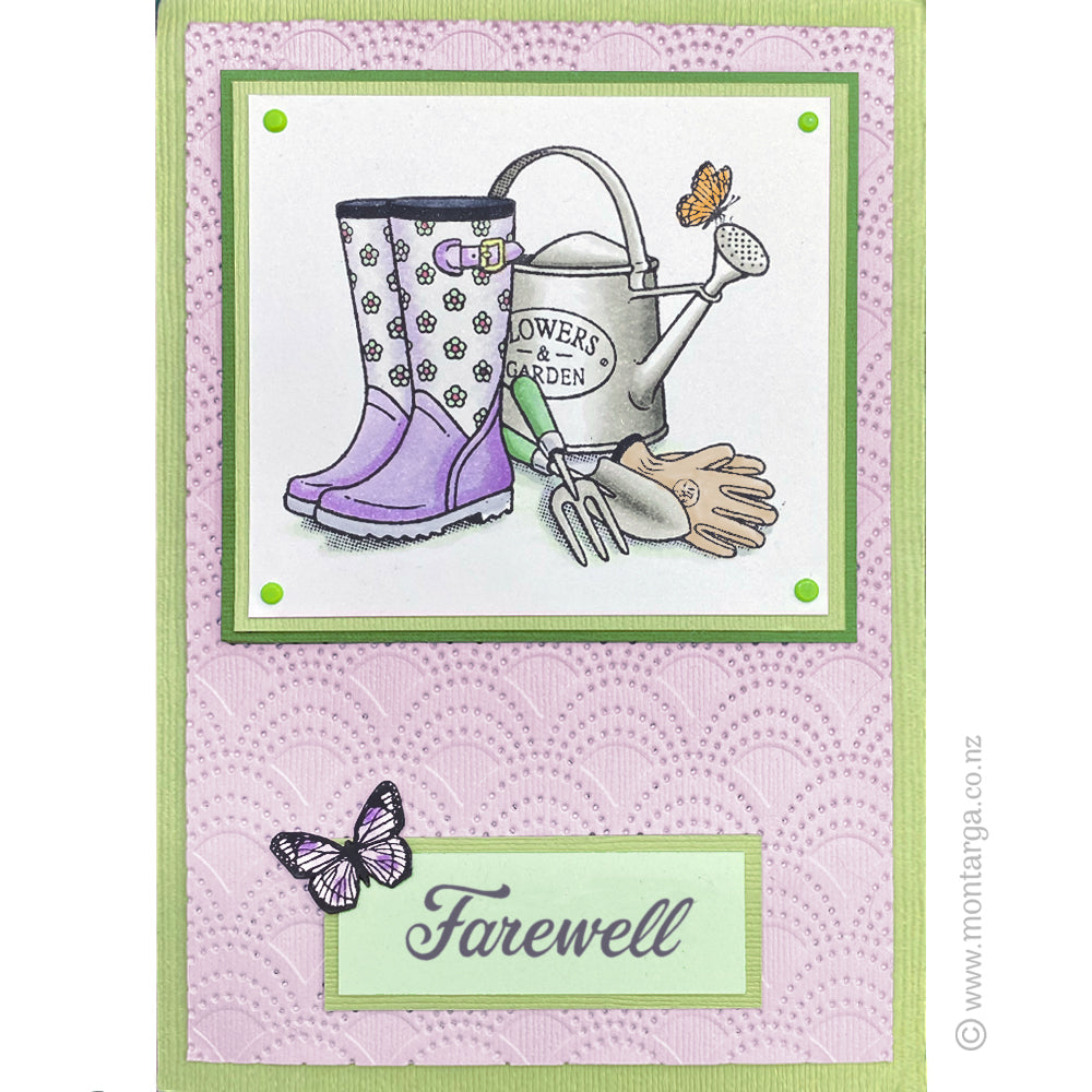 Card Sample - Garden Tools - Lavender