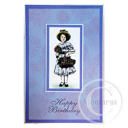 0101 E or B - Happy Birthday Wording Rubber Stamp