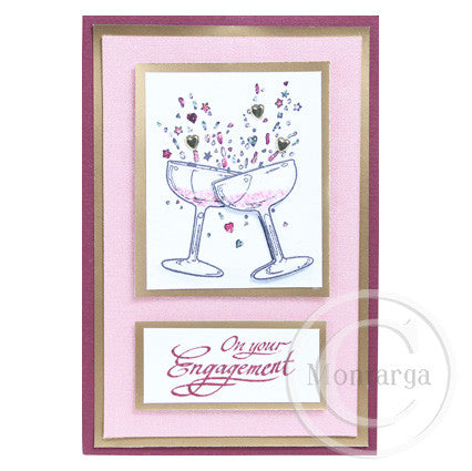 0356 C or G - Celebration Champagne Glasses Rubber Stamp