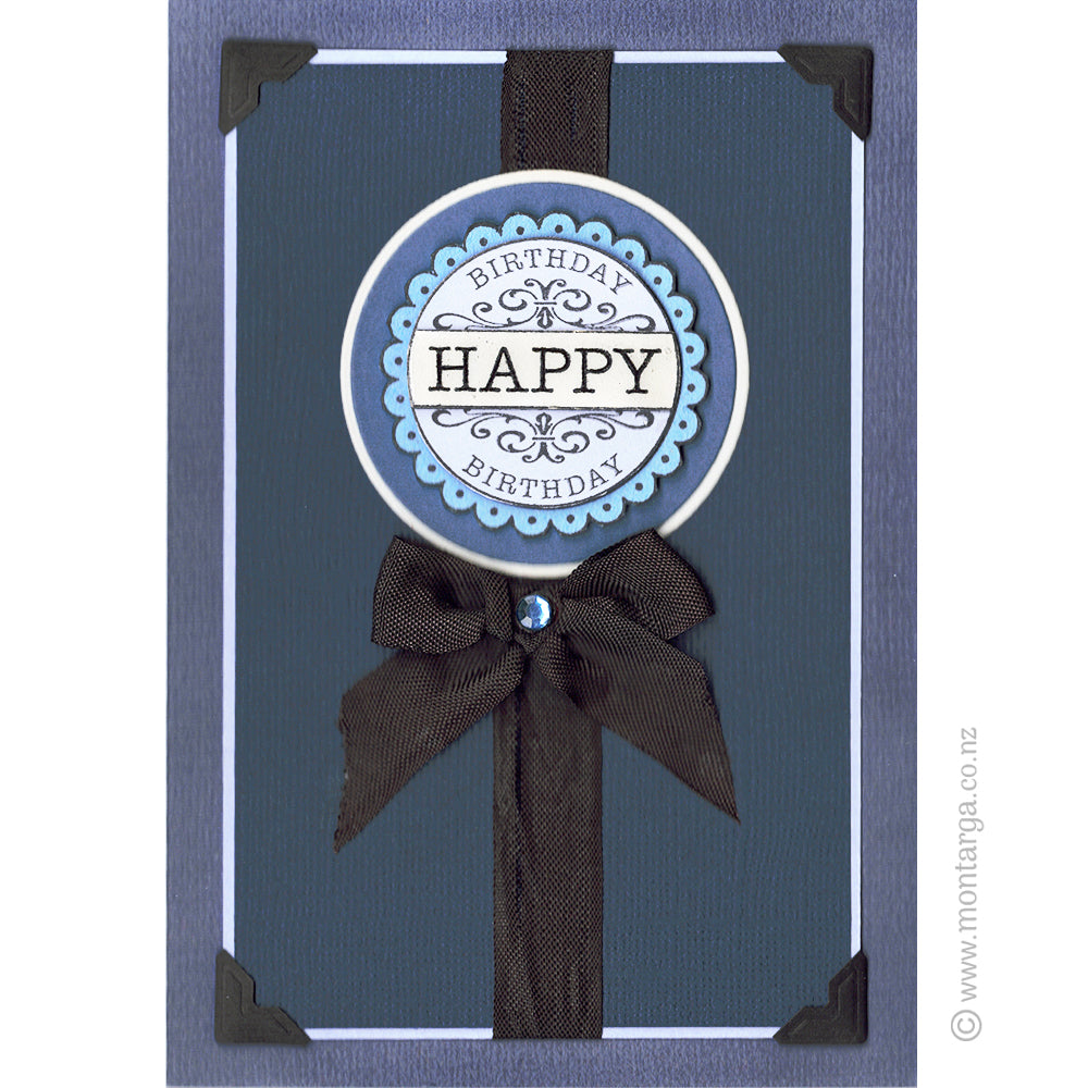 0199 F - Happy Birthday Round Wording Rubber Stamp