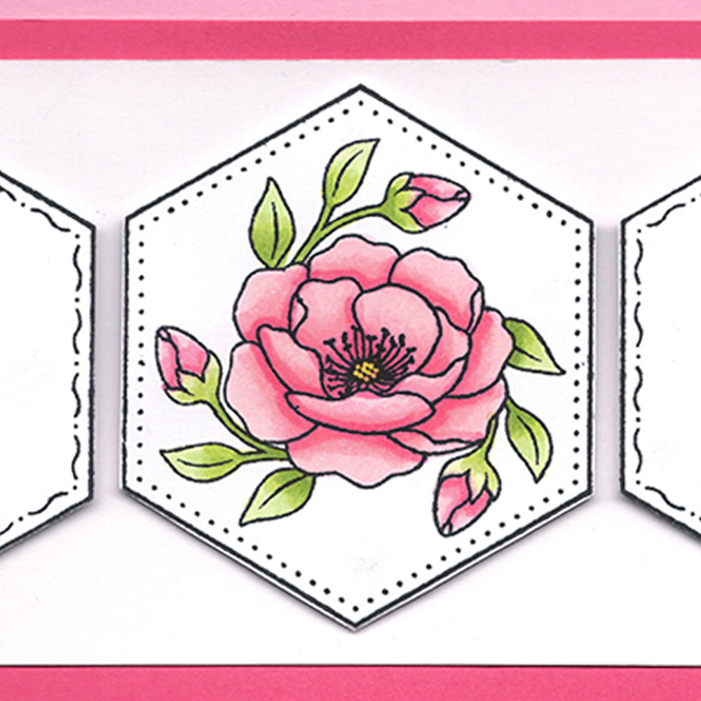 Card Sample - Hexagons - pink