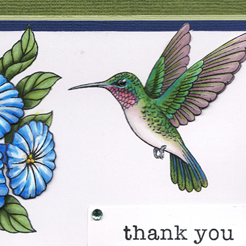Card Sample - Hummingbird with Blue Flowers