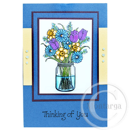 3271 GG - Jar of Flowers Rubber Stamp