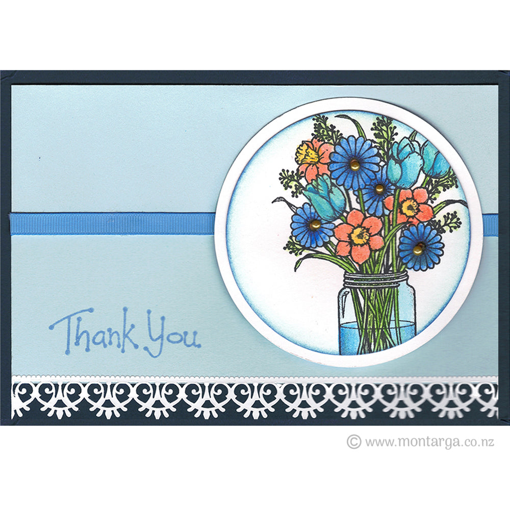 3271 GG - Jar of Flowers Rubber Stamp