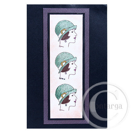 1589 C or F - Woman's Profile Rubber Stamp