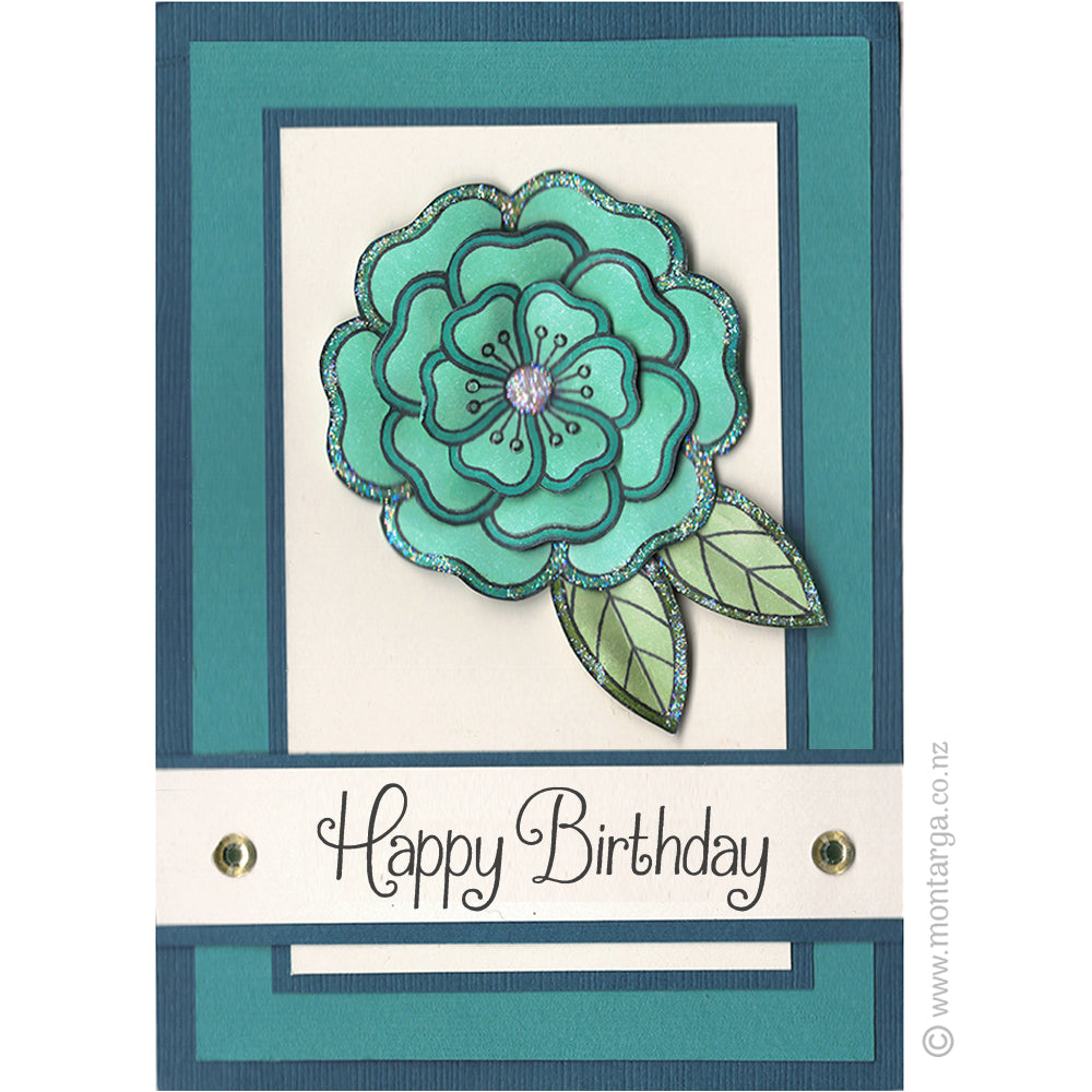 Card Sample - Layering Flower - Teal