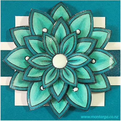 Card Sample - Layered Flower - Teal