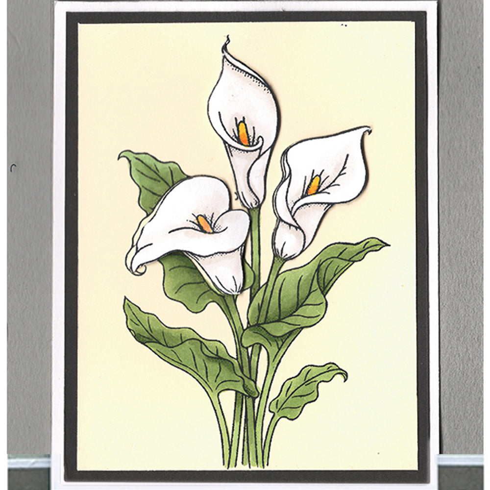 Card Sample - Lilies - Grey