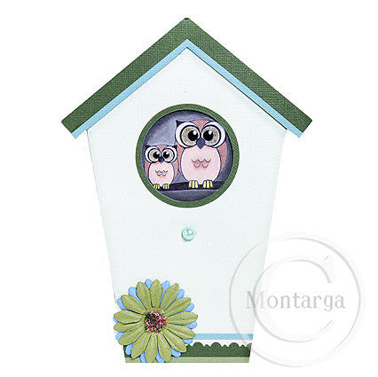 1384 FF Owls On Branch Rubber Stamp