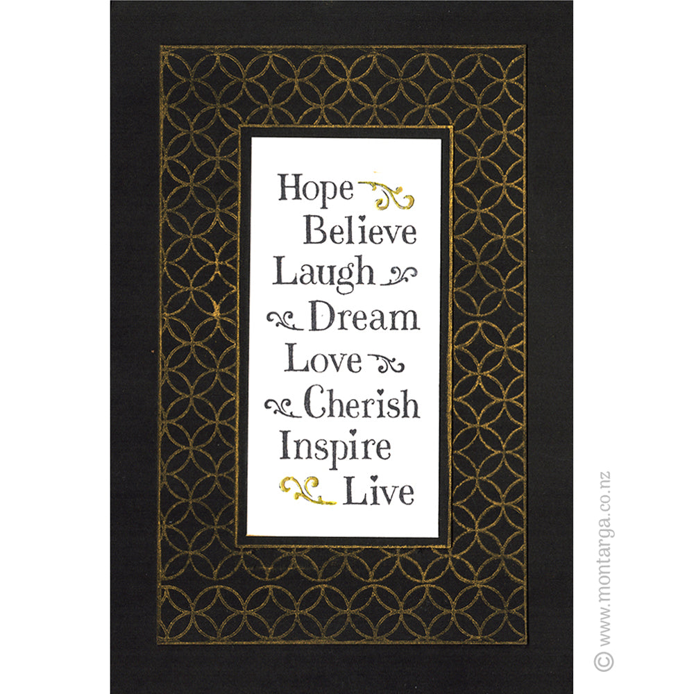 2840 FF - Hope Believe Laugh Wording Rubber Stamp