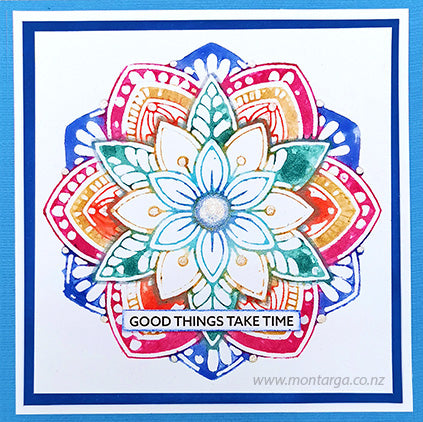 3440 H or J - Flower Mandala Medallion Rubber Stamp