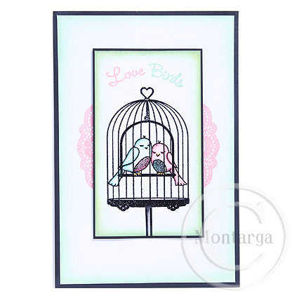2732 B - Love Birds Wording Rubber Stamp