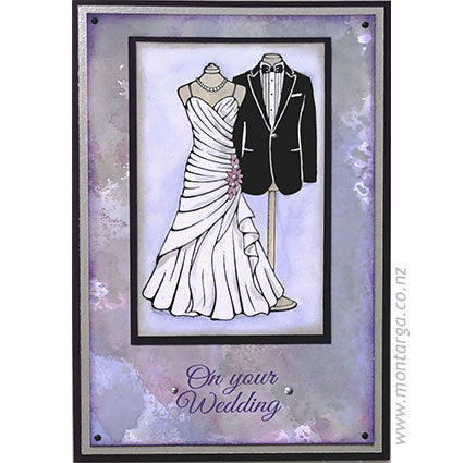 3045 GG - Wedding Dress and Suit Rubber Stamp