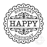 0199 F - Happy Birthday Round Wording Rubber Stamp