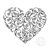 0539 F - Floral Vine Heart Rubber Stamp