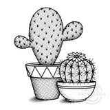 0936 G - Cactus in Pots Rubber Stamp