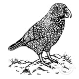1389 G - Kea on Rocks Rubber Stamp