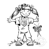 1504 F - Girl With Butterfly Rubber Stamp