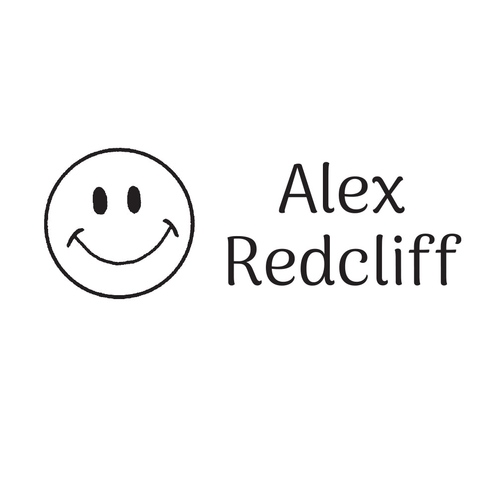1562 B Smiley Face - Personalised Name Rubber Stamp | Montarga – Rubber ...
