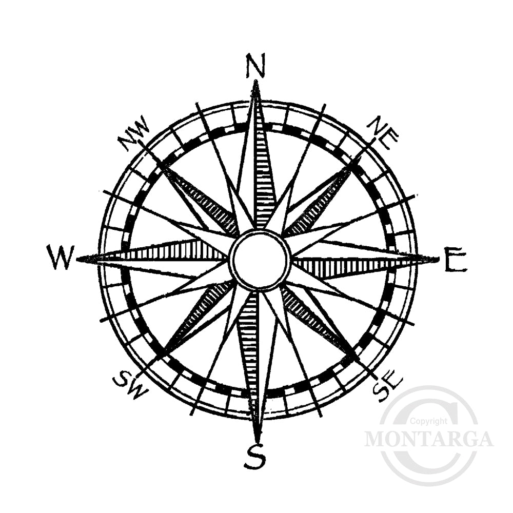 1749 F - Compass Rubber Stamp