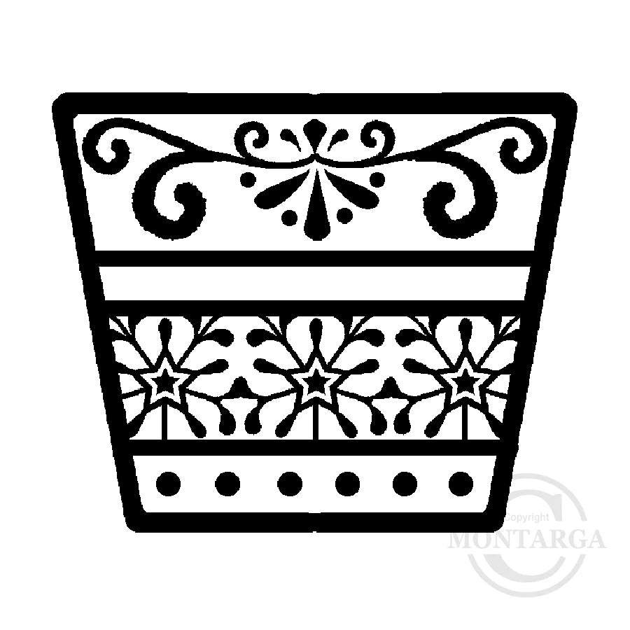 1808 C Christmas Tree Basket Pot Rubber Stamp