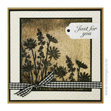 Card Sample - Black Ice Technique - Gold Wildflowers