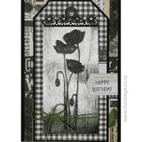 Card Sample - Black Ice Technique - Silver Poppies