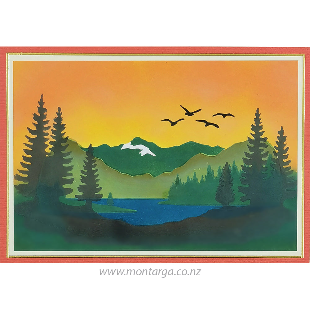 Montarga Layering Stencil - Mountain Landscape