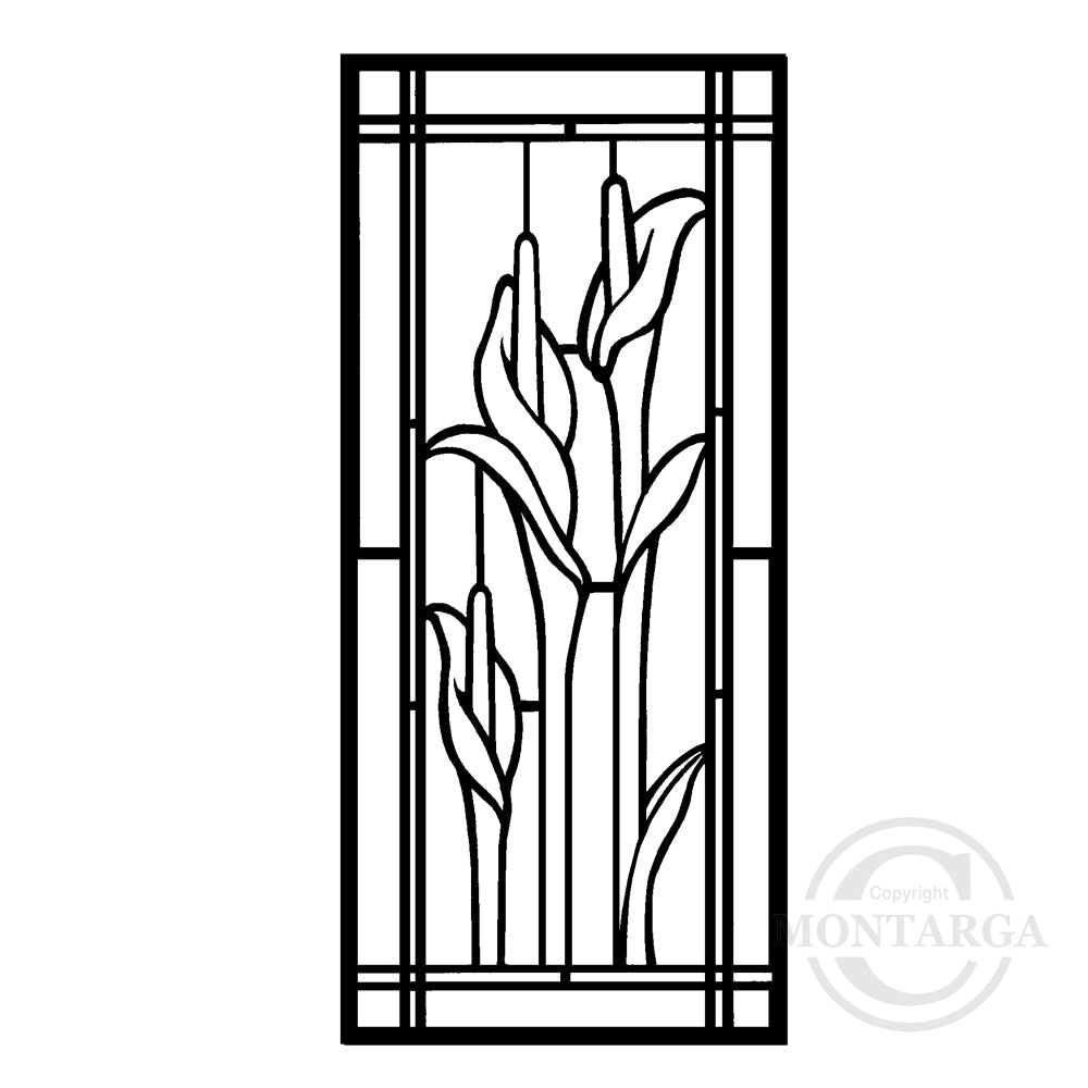 2264 FF - Lilies Window Rubber Stamp
