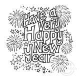 2317 G - Happy New Year Wording Rubber Stamp