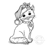 2392 G - Christmas Cat Rubber Stamp