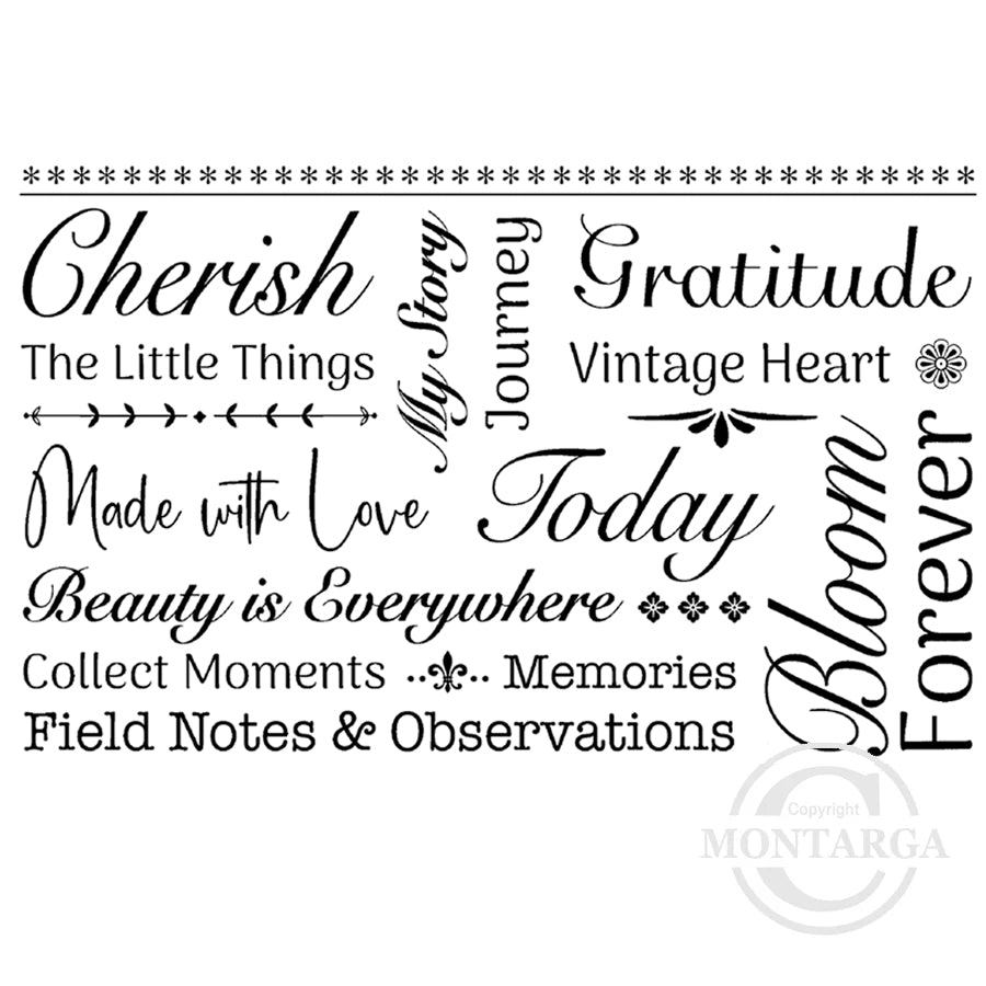 2554 GG - Collage Wording Background Rubber Stamp