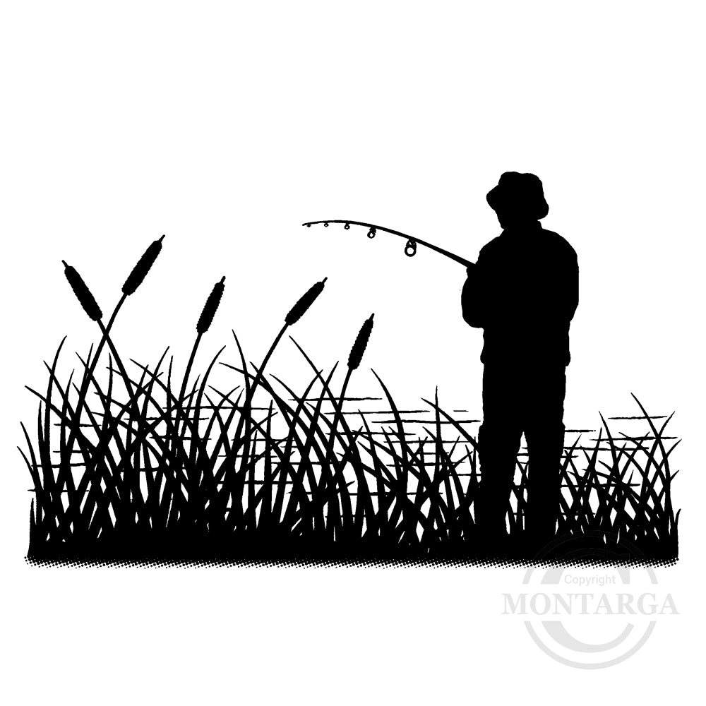 2694 GG - Fishing Silhouette Rubber Stamp