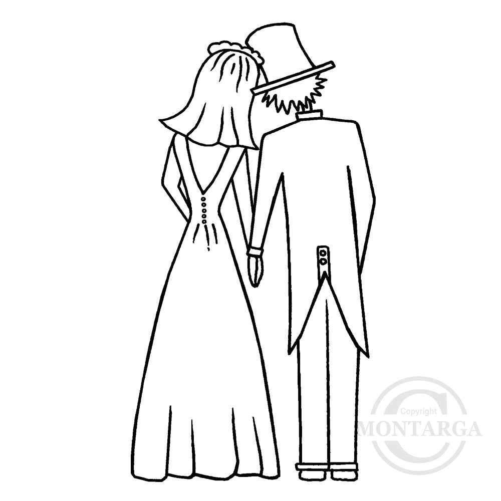 3019 FF - Wedding Couple Rubber Stamp