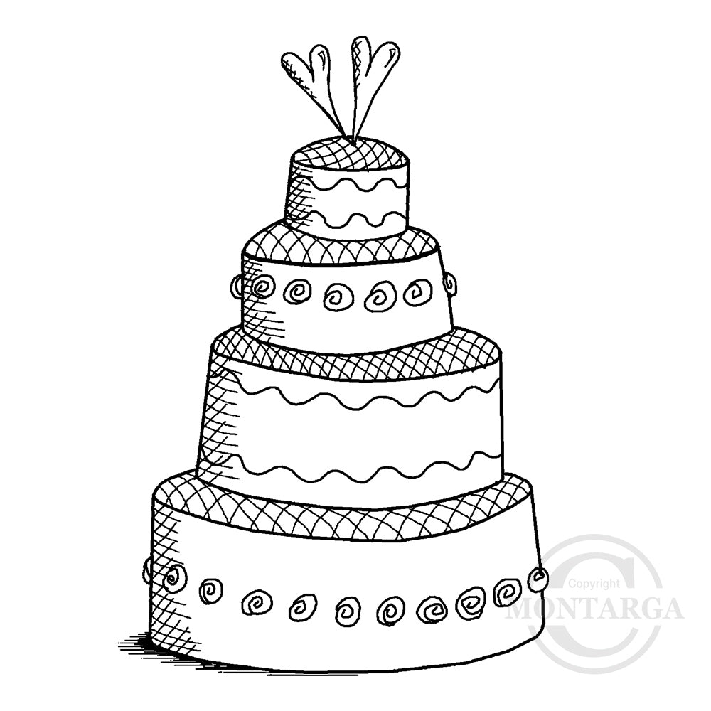 3023 G - Wedding Cake Rubber Stamp