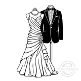 3045 GG - Wedding Dress and Suit Rubber Stamp