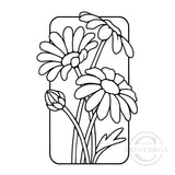 3296 GG - Daisies in Frame Rubber Stamp