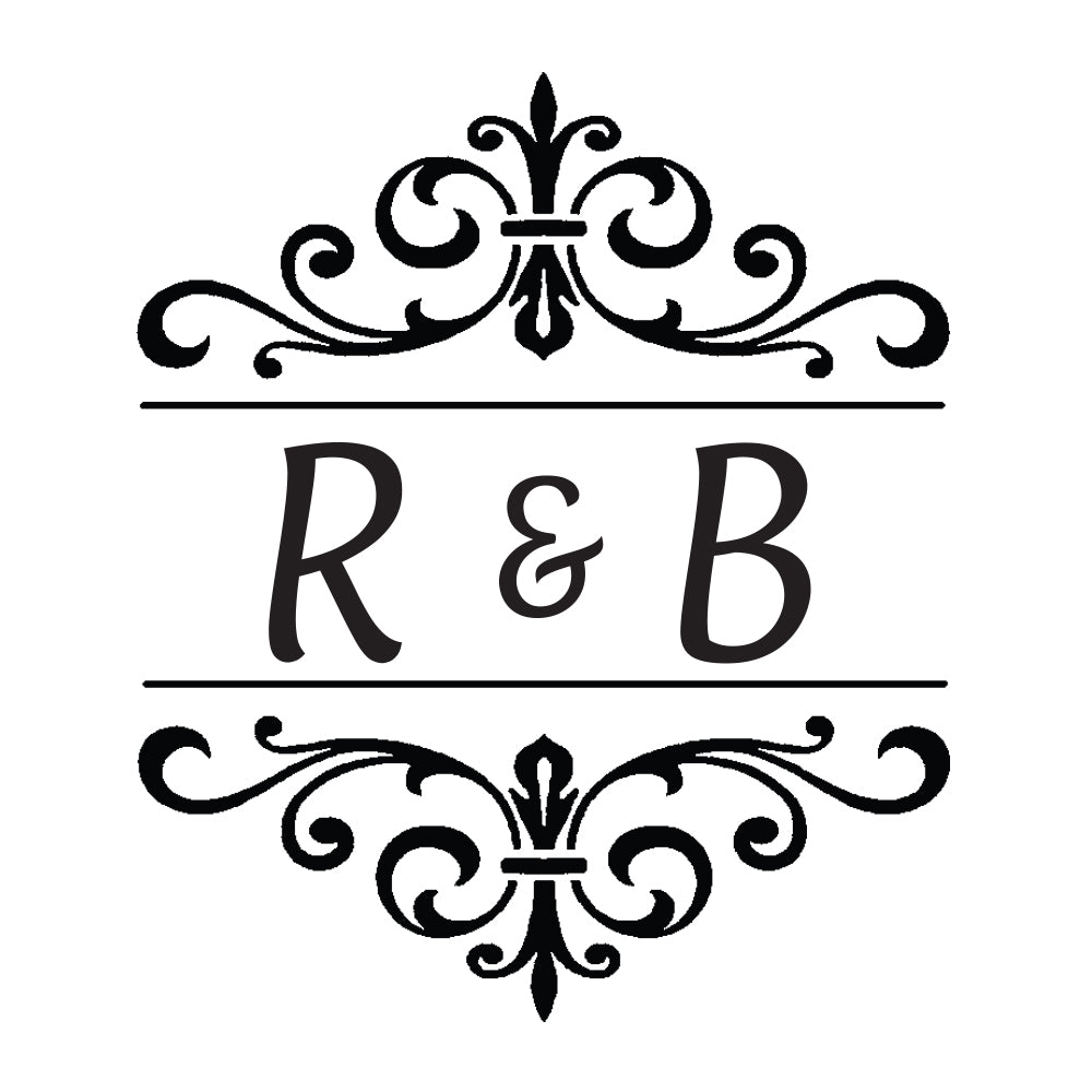 3435 C Flourish Border - Personalised Initials Rubber Stamp