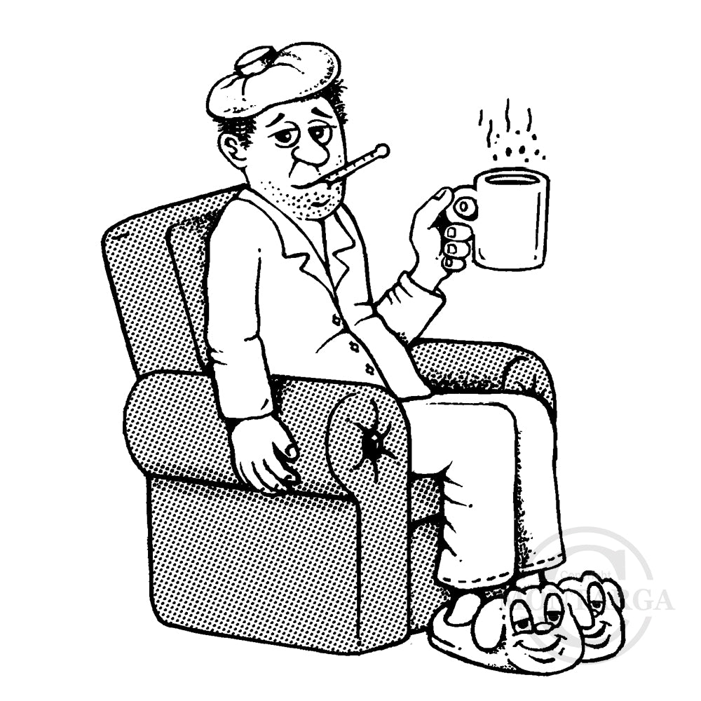 3542 F - Sick Man Rubber Stamp