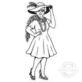 3555 GGG - Red Hat Lady Rubber Stamp