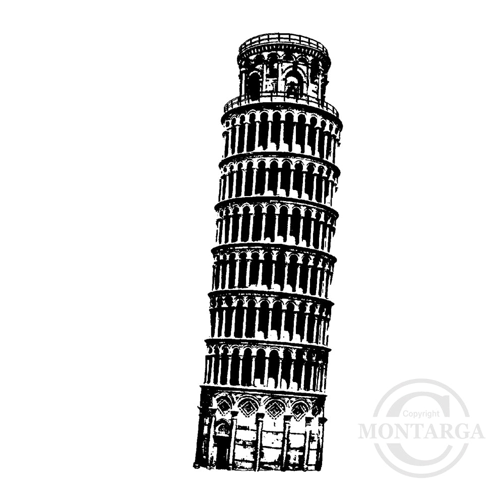 3749 E - Leaning Tower Rubber Stamp