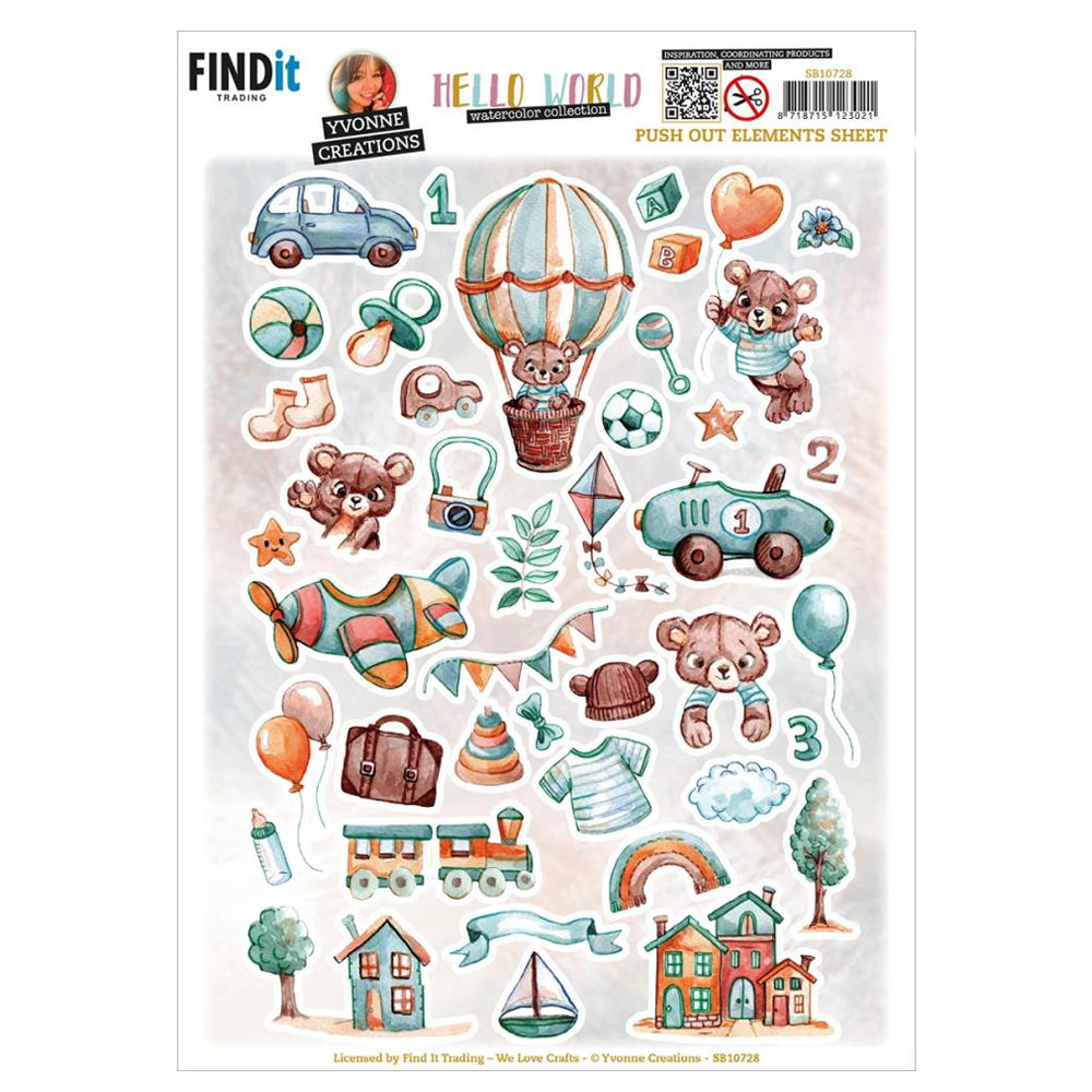 3D Push Out Sheet - Hello World Elements A SB10728