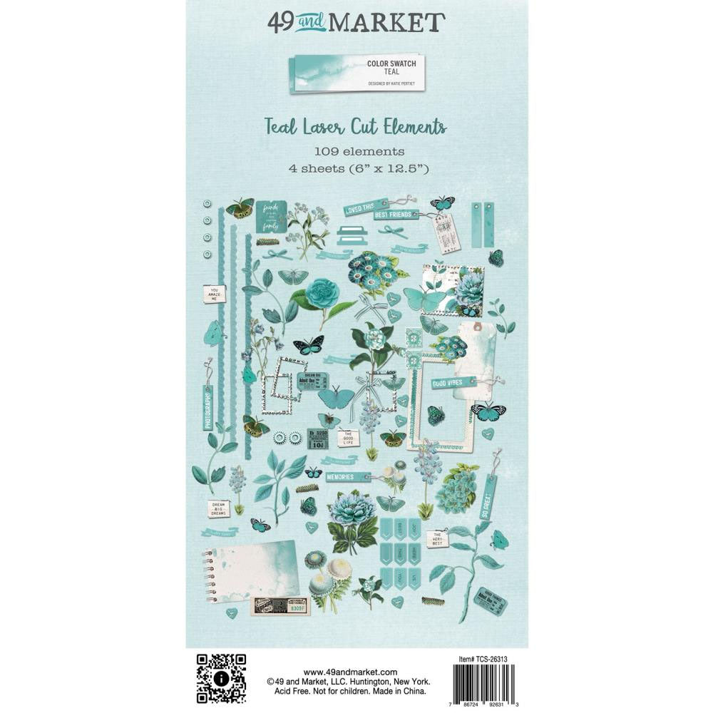 49 and Market Colour Swatch Teal Laser Cut Elements