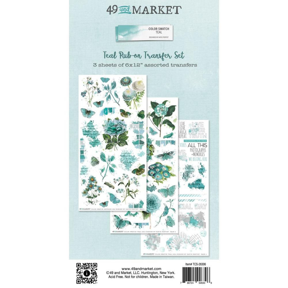 49 and Market Colour Swatch Teal Rub-on Transfer Set