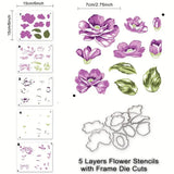 Alinacutle Layering Stencil and Die Set - Floral