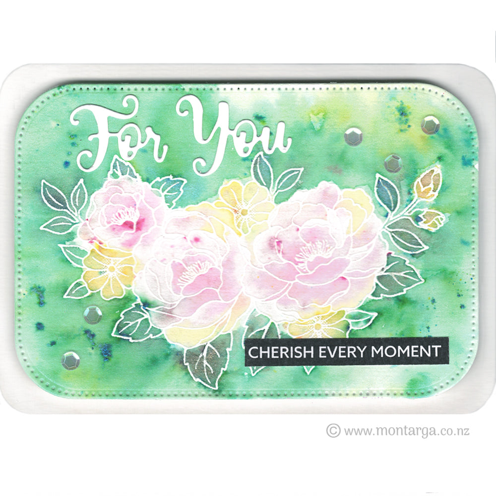 3444 I - Corner Flowers Rubber Stamp